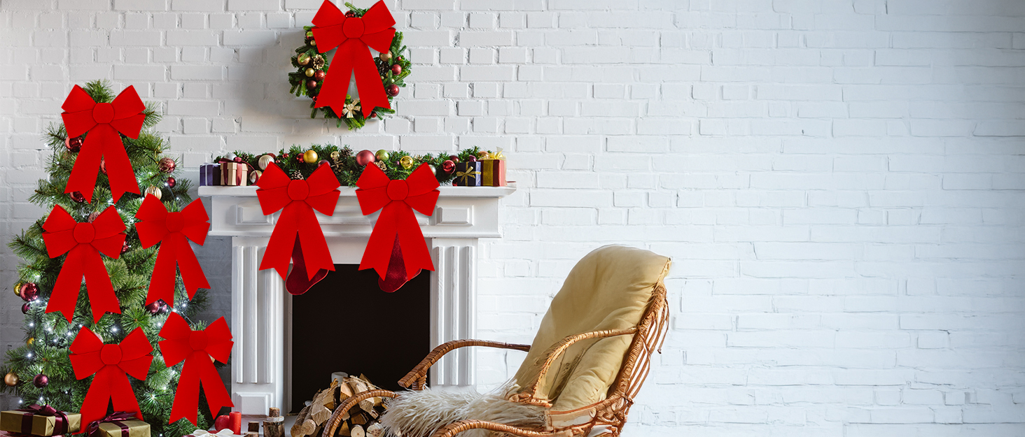 24 PCS Outdoor Christmas Bows, 9 x 12 in Large Christmas