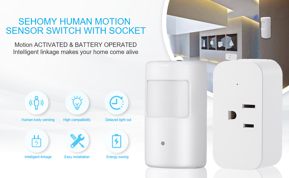 SEHOMY Motion Sensor Switch with Outlet for Bathroom Kitchen, Control