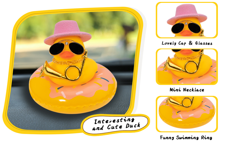 wonuu Cool Car Duck Ornament Dashboard Decorations Rubber