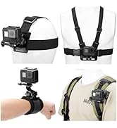 K&F Concept 4-in-1 Adjustable Chest Strap, Head Mount, Wrist Band, Backpack Clip, with Phone Hold...