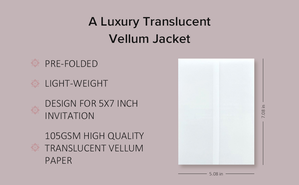 Puremigo 50 Pack PreFolded Vellum Jackets for 5x7