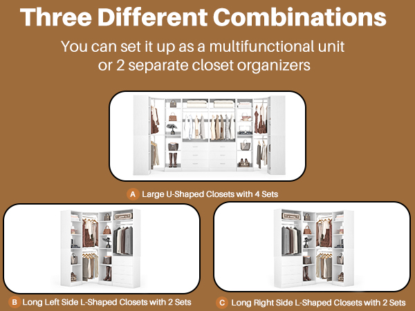 Amazon.com: Besiost Corner Closet System with 2 Sets, 63.2