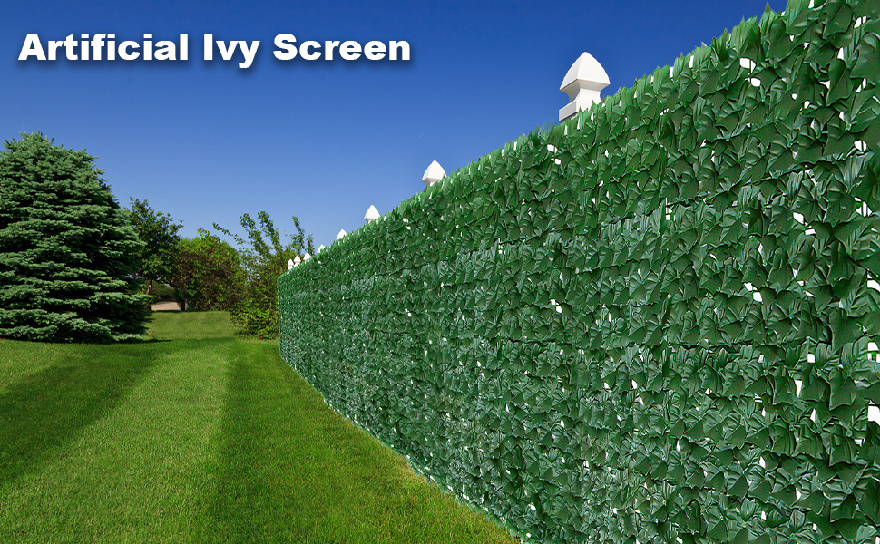 Weskjer Artificial Garden Fence Screening, 3m x 1m Privacy Ivy Fence