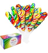 Rainbow Twisty & Swirl Lollipops 20 Pack, Unicorn Candy Twist Lollipops Individually Wrapped Suck...