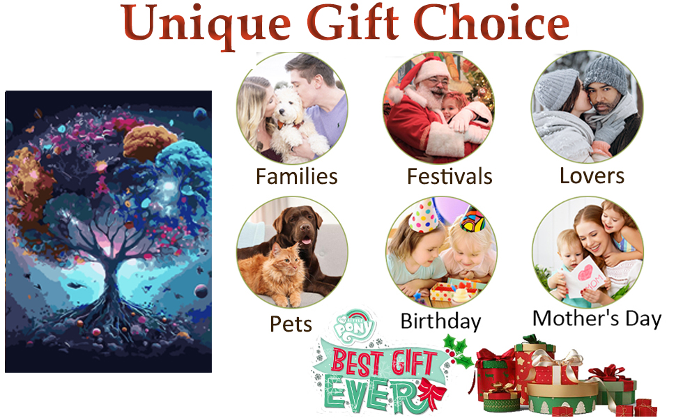 TOCARE Tree of Life Paint by Numbers Kit for Adults Teens