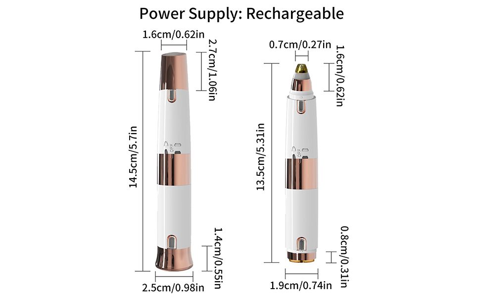 2-in-1 Portable Rechargeable Painless Eyebrow Trimmer & Facial Hair Remover, removes Eyebrow, face