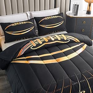 football comforter bedding set sports bedding boys kids teens bedding set black and gold comforter