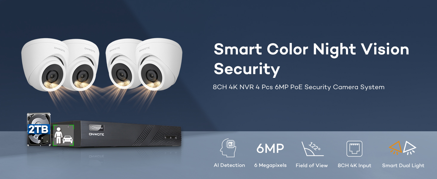 onwote poe nvr security camera system 4k wired ip 8 channel 4 outdoor home audio camaras seguridad