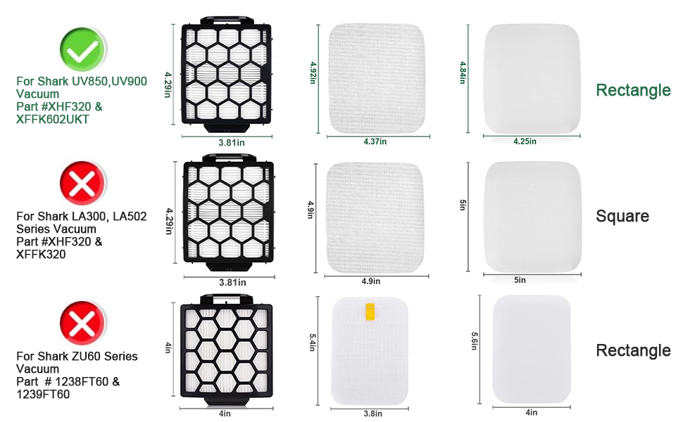 Anewise UV850 Filter Replacement for Shark Performance Lift
