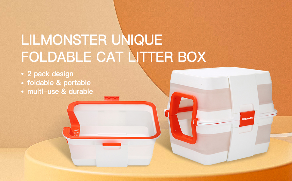LilMonster Travel Litter Box for Cats, Open Cat Litter Box