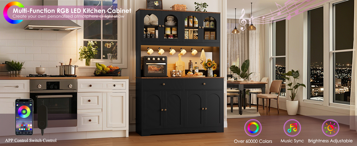 kitchen storage cabinet with led lights