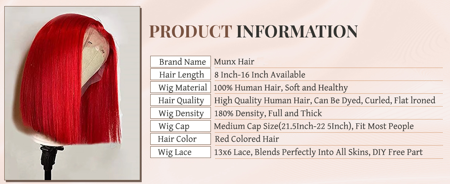 red bob wigs human hair