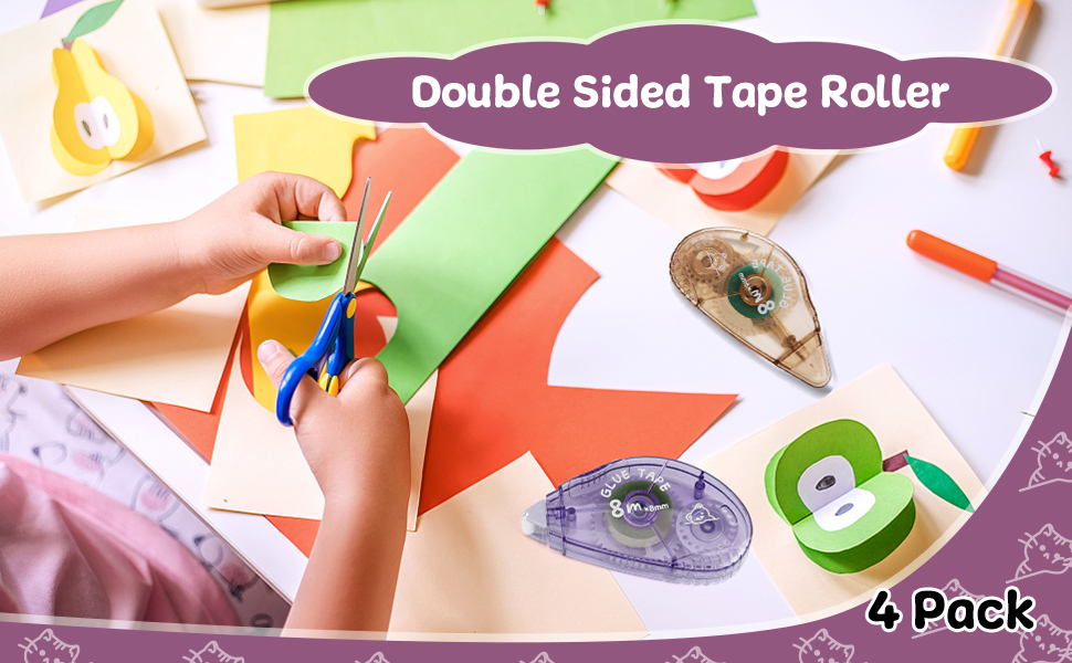 Double Sided Tape Roller 4 Pack Scrapbooking Glue Tape