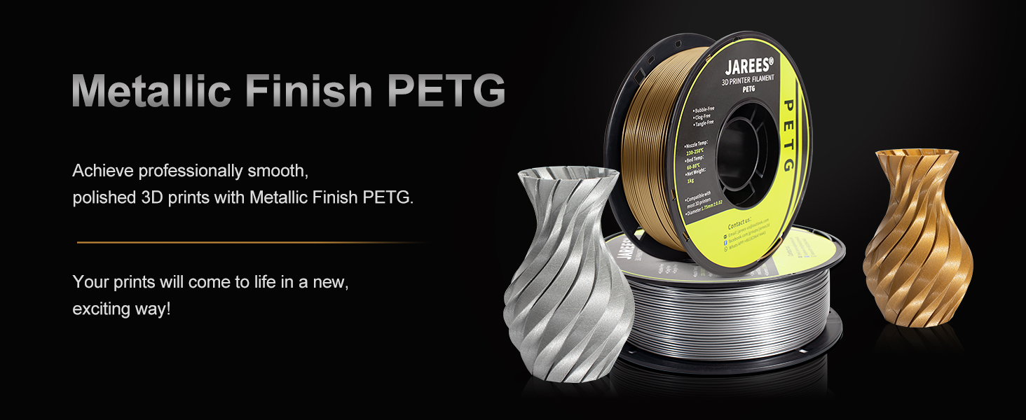 PETG Filament 1.75mm for 3D Printer, Metal-Like Consumable 1kg (2.2lbs) 1 Spool, Silk Metallic Finish PETG High Speed 3D Printer Filament, Dimensional Accuracy +/- 0.03 mm,Metallic Bronze Gold 7 Metallic filament