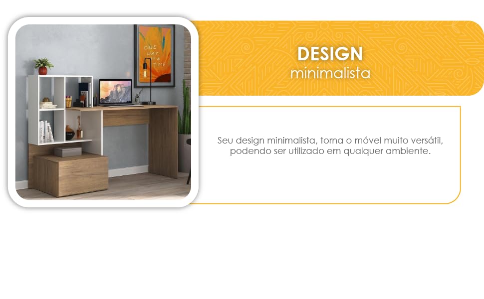 Escrivaninha Mesa para Computador Atlantis Multimóveis Branca/rustic