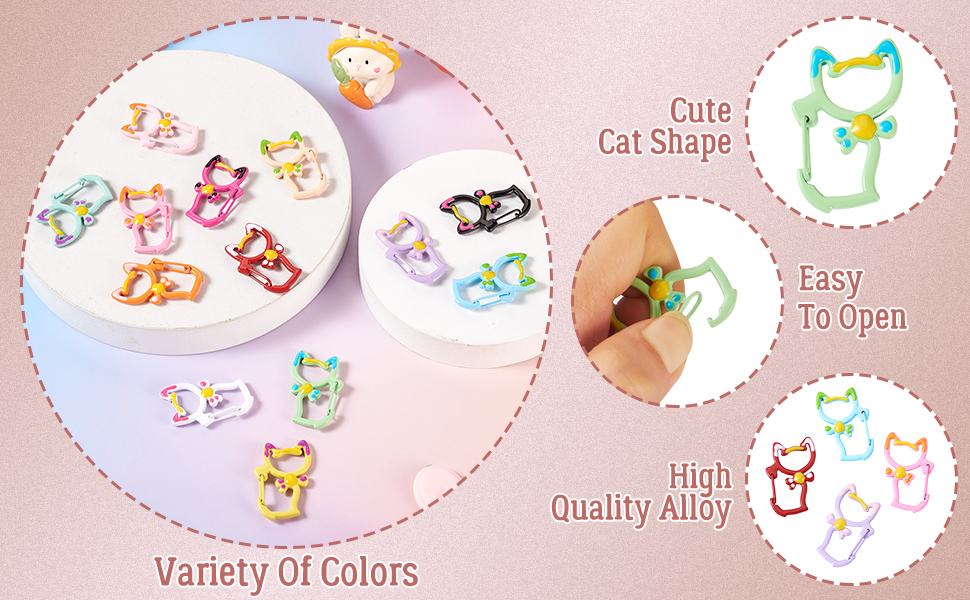 Cute Cat Shape Snap Spring Gate Rings
