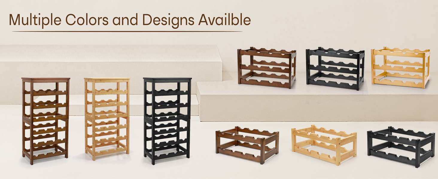 2 Tier 3 Tier Countertop Wine Rack,  6 Tier Bamboo Wine Display Storage Shelves with Tabletop