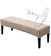 Genina Stretch Jacquard Dining Bench Cover - Anti-Dust Removable Bench Slipcover Washable Bench S...