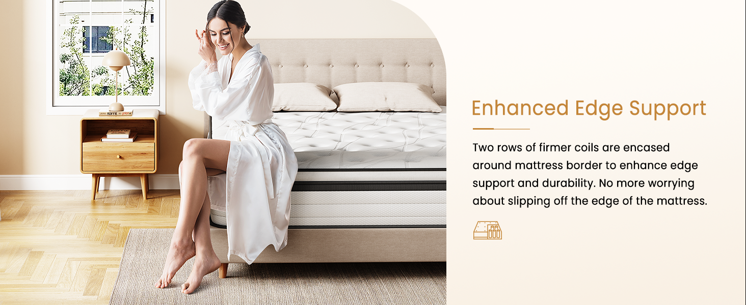 TeQsli Super King Mattress 6FT, 10.6 Inch Gel Memory Foam Pocket Spring Orthopedic Mattress Edge