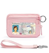 Pink wristlet wallet for women with ID window and keychain ring; perfect wallet keychain gift