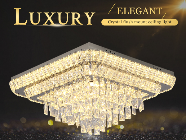 Miuyhji Elegant LED Crystal Raindrop Ceiling Light, 24 in