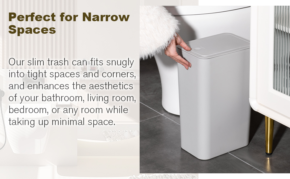 TrashAid Bathroom Trash Can with Lid, 2.6 Gallon / 10 Liter