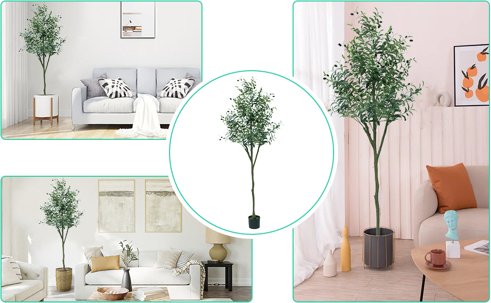 Artificial Olive Tree, 6ft (71'') Tall Fake Silk Tree Plants for Modern