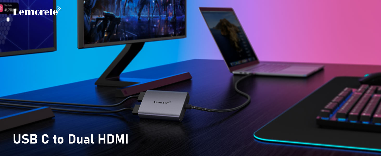 Lemorele USB C to Dual HDMI Adapter for MacBook Pro Air M1