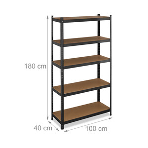 Relaxdays Schwerlastregal, 5 Ebenen, 500 kg Tragschwere, Stahl, Schwarz, Lagerregal für Keller & Garage D881d11a D698 4bd6 A3cc 71e3a9bb3cf5. CR0,0,300,300 PT0 SX300 V1