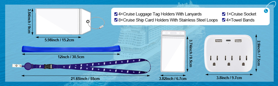 Oudain Carnival Cruise Ship Essentials Kit, 8 Waterproof Luggage Tag Holders, 4 ... 12 2