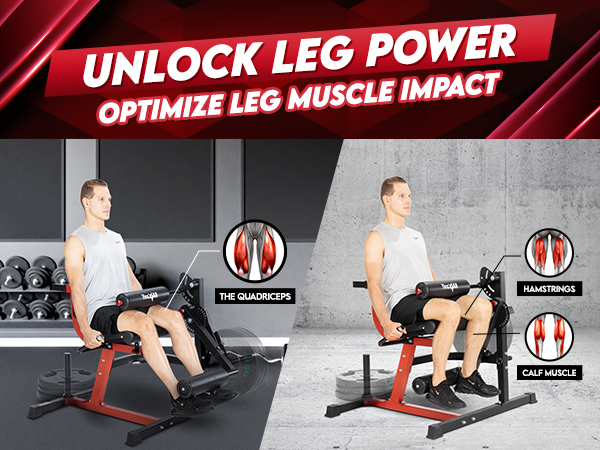 Yes4All Leg Extension and Curl Machine, Adjustable Leg Machine with Plate Loaded