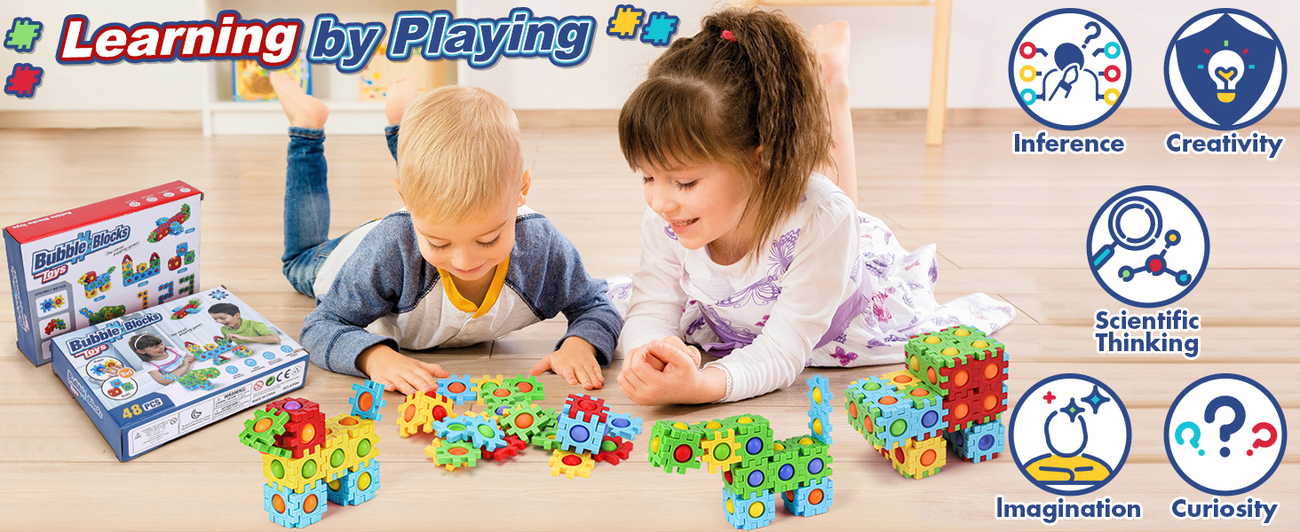 Sensory Building Blocks Toys for Boys Pop it Bubble Blocks Toys for