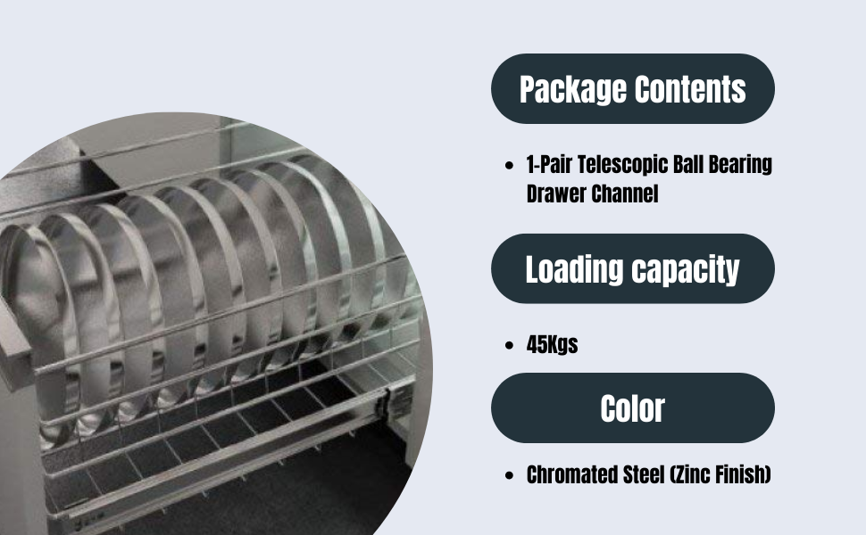 XADAX Ball Bearing Slide Systems/Drawer/Telescopic Channel Set(8" 200