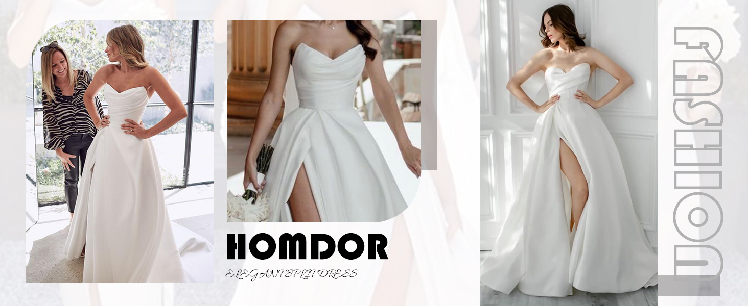 Vestidos de novia sin tirantes Vestido de fiesta blanco