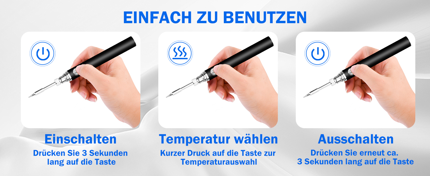 Lötkolben Set, USB Akku Lötkolben mit 3 Temperatur Einstellbar 330℃-450 ...