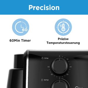 60 minute timer, precise temperature control 