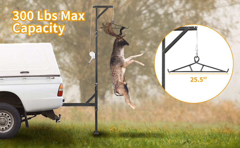 CALISTOUK 7.15FT8.95FT Hitch Mounted Deer Hoist, 300lbs600lbs Capacity Hitch Game Hoist, 2.73