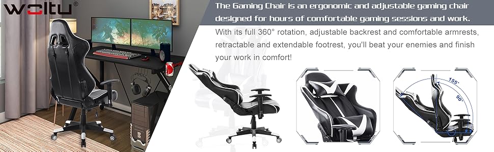 WOLTU Sedia Da Gaming Ergonomica Poltrona Da Gioco Regolabili Per Studio Ufficio Rosso 12 SEDIA GAMING