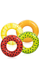 4 Pack Inflatable Pool Floats Fruit Tube Rings