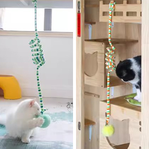 Retractable Cat Teaser Toy Cat Toys Cat Feather Toy Hanging Spring Cat Teaser Suction Cup