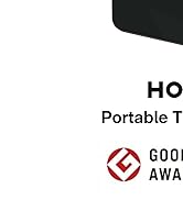 Vista parcial de una superficie o dispositivo negro con el texto «HQ Portable T» y el logotipo de GOOI