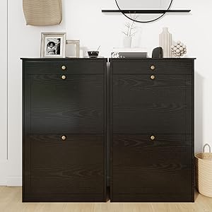black shoe cabinet set of 2 