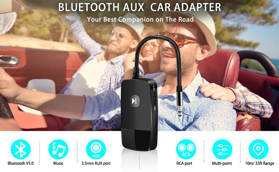 Friencity Bluetooth V5.3 Audio Receiver for Music Streaming, Mini Wireless 3.5mm / RCA Aux Audio