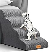 Topmart High Density Foam Dog Steps 4 Tiers,Extra Wide Deep Pet Steps,Non-Slip Pet Stairs,Dog Ram...