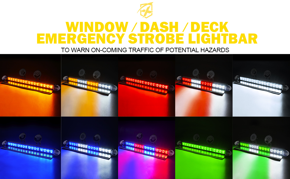 Xprite Windshield Dash Strobe Light Bar Aluminum w/ Suction