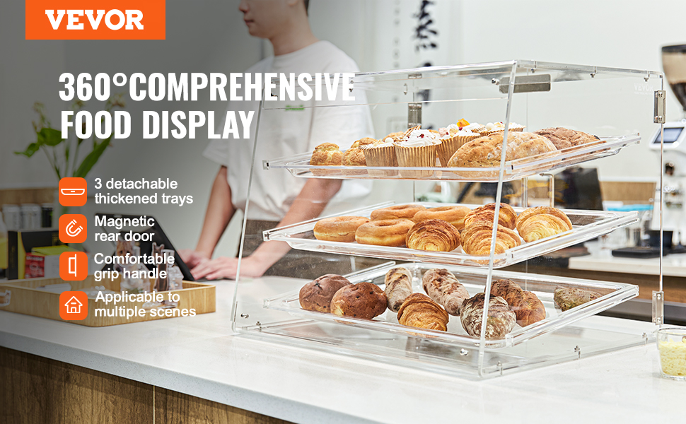 VEVOR Pastry Display Case, 3Tier Commercial Countertop