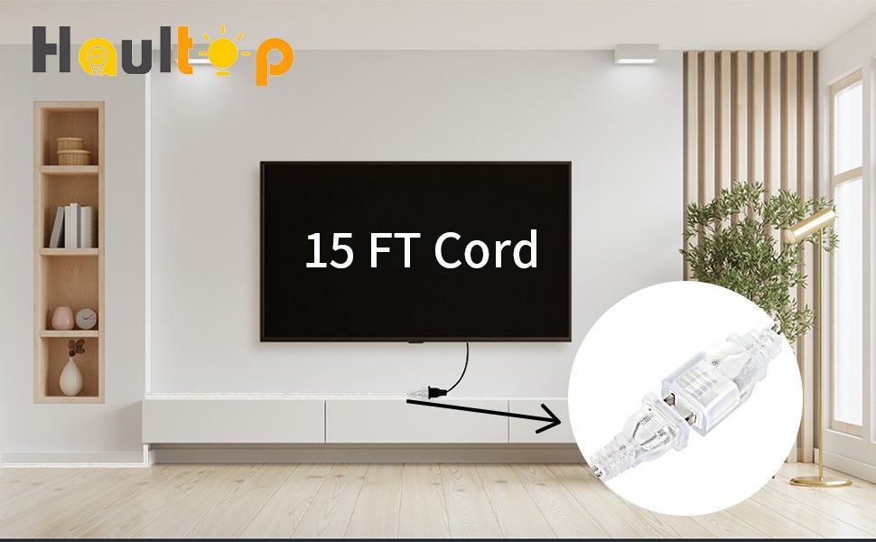 Haultop Clear Extension Cord, 15 Ft Extension Cord Male to Female, 1 Pack Clear