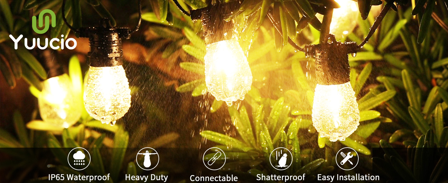 Yuucio 100FT Outdoor LED String Lights Mains Powered, 30M Garden