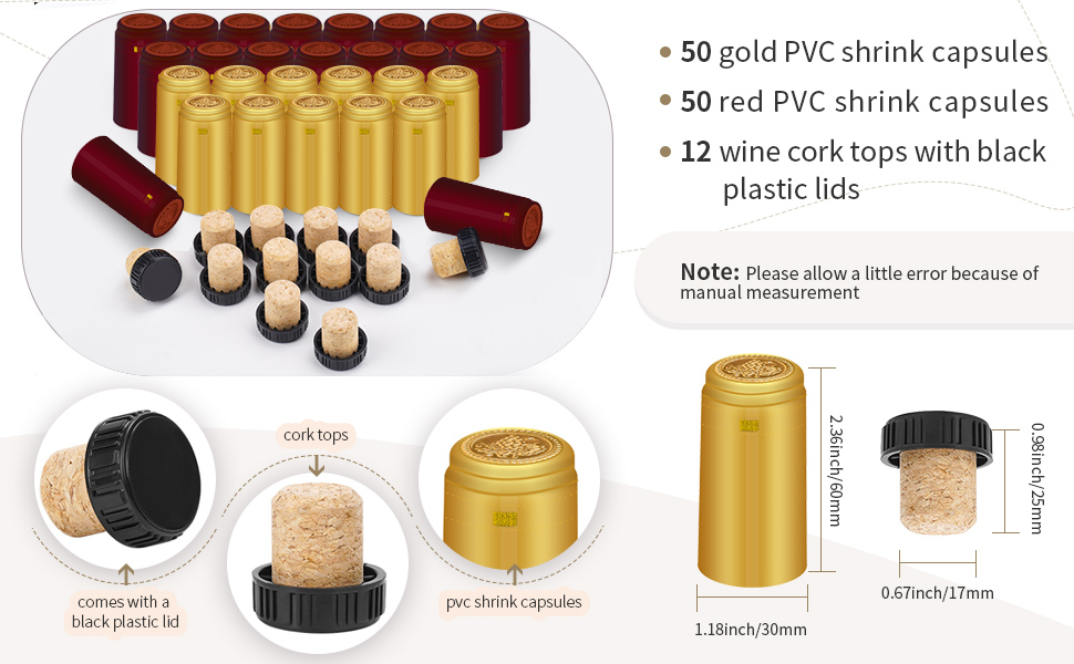 Wine Bottle Shrink Capsules & Corks Set Wine Shrink