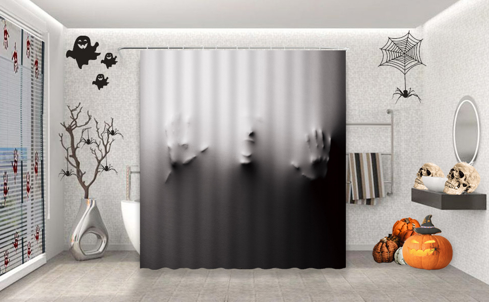 Feierman Halloween Shower Curtain Decor Horror Ghost Bathroom Curtain Decor Machine